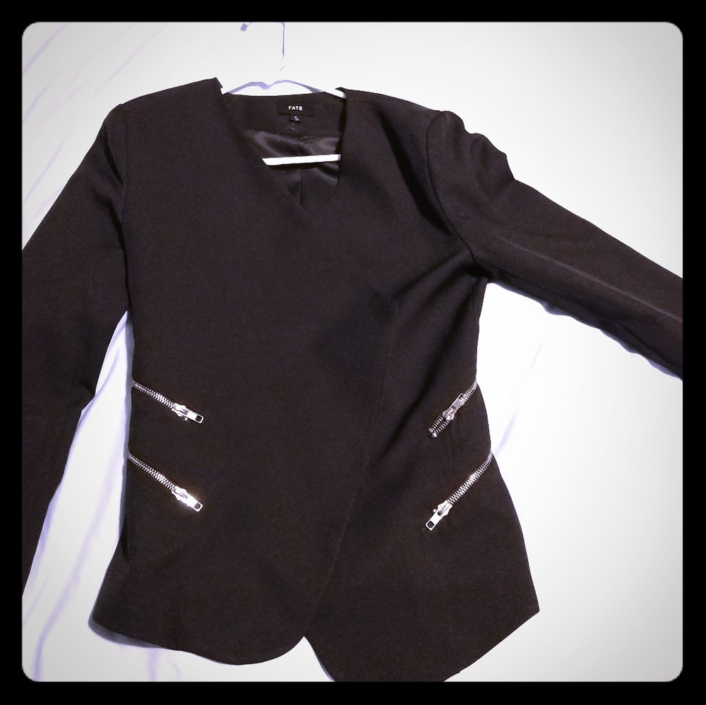 Zipper Flare Blazer Jacket